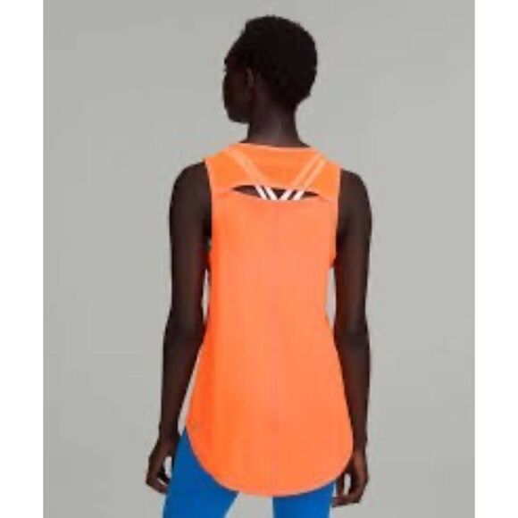 Lululemon Athletica Orange Sculpt Mesh Tank Top Back Cut Out Athletic Activewear - Picture 8 of 9